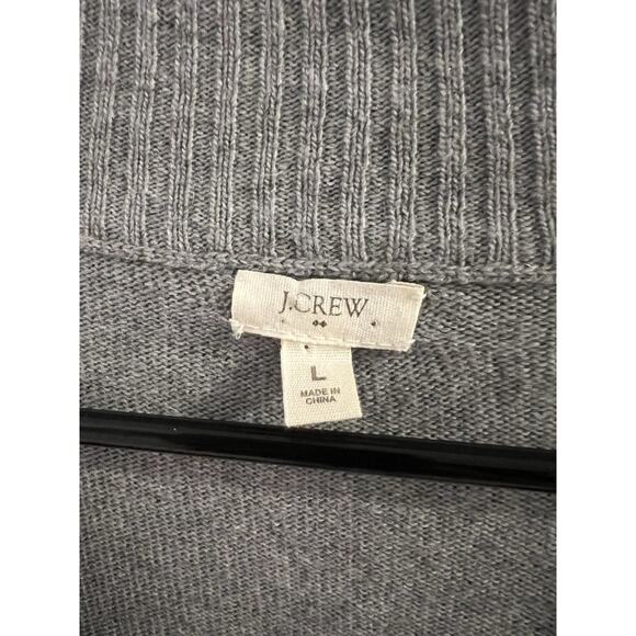 J Crew Factory Gray 1/2 Button Gray Cashmere Wool Blend Sweater Big Buttons Sz L - Picture 2 of 5